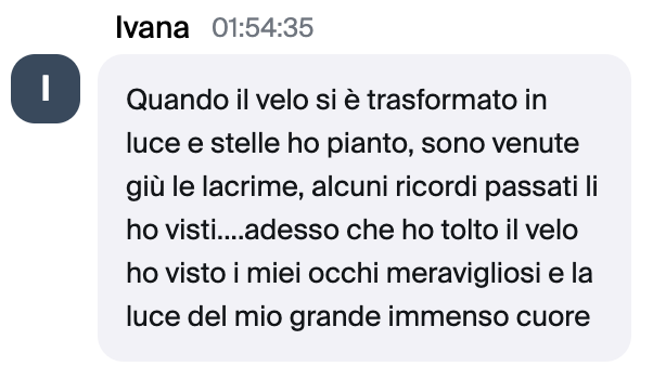 Messaggio di Ivana sul velo trasformato in luce